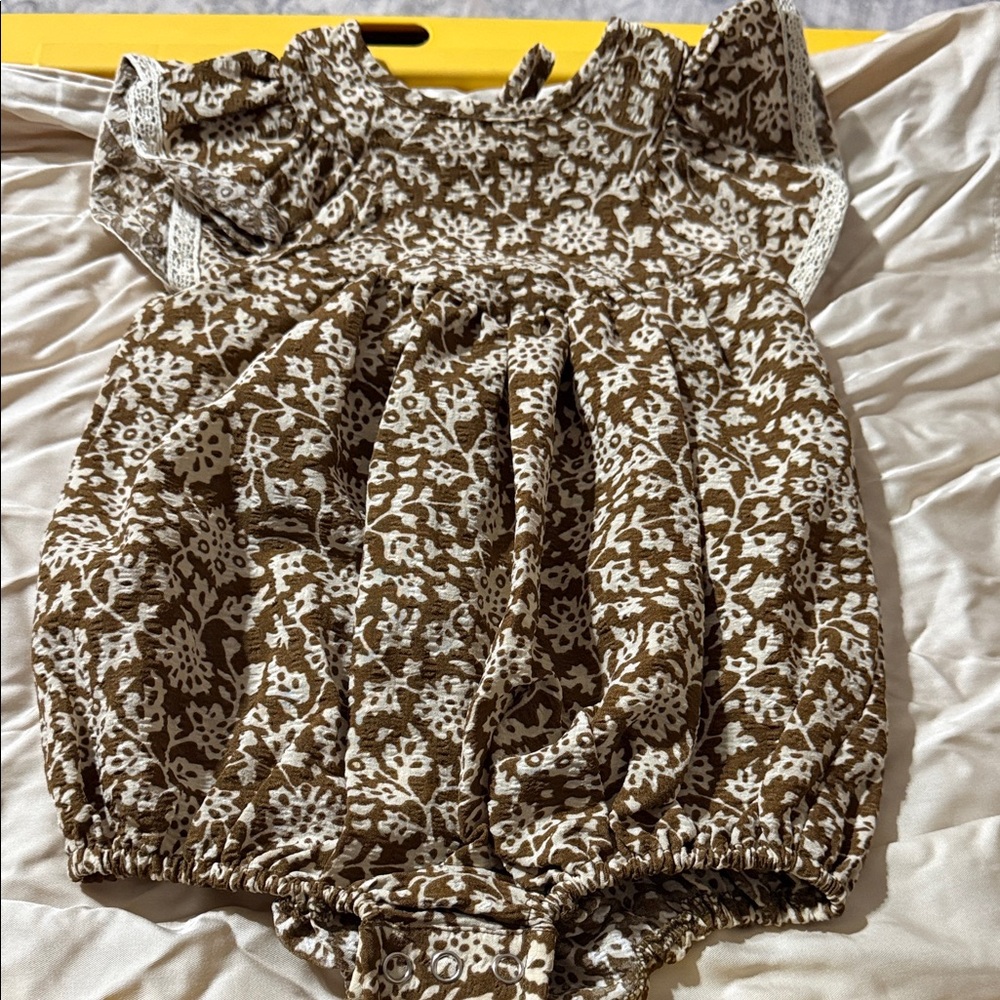 Adorable Brown Floral Kids Dress